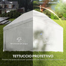 Tendone da Giardino Gazebo per Feste 992x497x290 cm con 10 Pareti Laterali Rimovibili in PE e Metallo Galvanizzato Bianco      