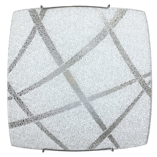 Plafoniera 1xE27 Montatura Bianca Vetro Lastra Diamantino Serigrafato Bianco E-Energy Cloe acquista