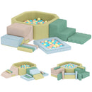 Set 15 Blocchi di Costruzioni Morbide Modulabili per Bambini con 200 Palline per Uso Interno Multicolore      