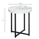 Tavolino da Caffè Rotondo con Base a X 48x48x56,5 cm in MDF e Metallo Bianco