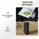 Set Salotto da Giardino Divano 2 Poltrone con Cuscini e Tavolino in Vetro in Rattan PE Nero e Grigio