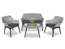 Set da Giardino Divano Poltrone e Tavolino in Polipropilene Vandi Grigio
