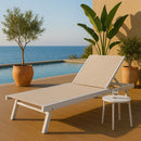 Lettino Prendisole da Giardino Reclinabile Tenerife 188x63,5x73/30,5 cm in Alluminio e Textilene Bianco e Melange