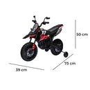 Moto Elettrica per Bambini Aprilia RX-125 Small 12V Cross Sedili In Pelle Luci Led Bluetooth Sospensioni a Molla Rosso