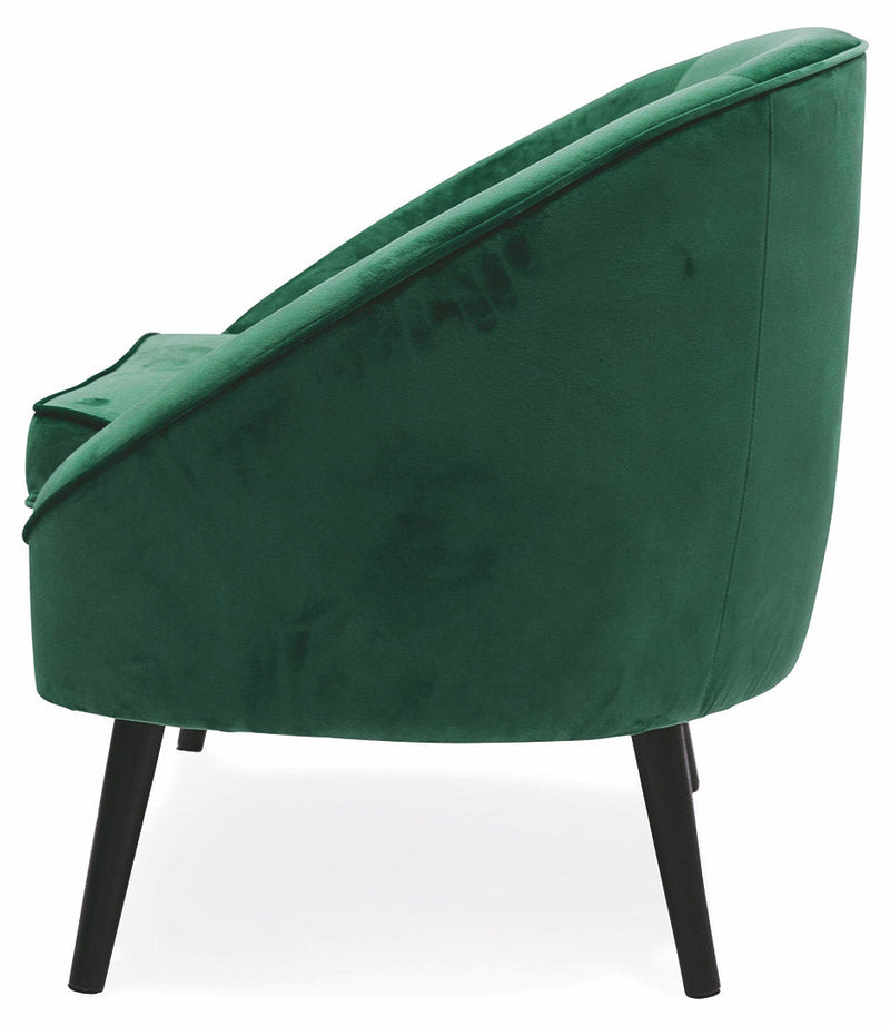 Poltrona Imbottita in Velluto con Gambe in Legno Soriani Verde