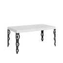 Tavolo Allungabile 130-390x90x77 cm Karamay Premium Bianco Frassino Telaio Antracite 