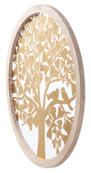 Pannello da Muro Oro Tree Rot. Ø80x2,5 cm in Ferro e MDF Oro e Marrone Chiaro