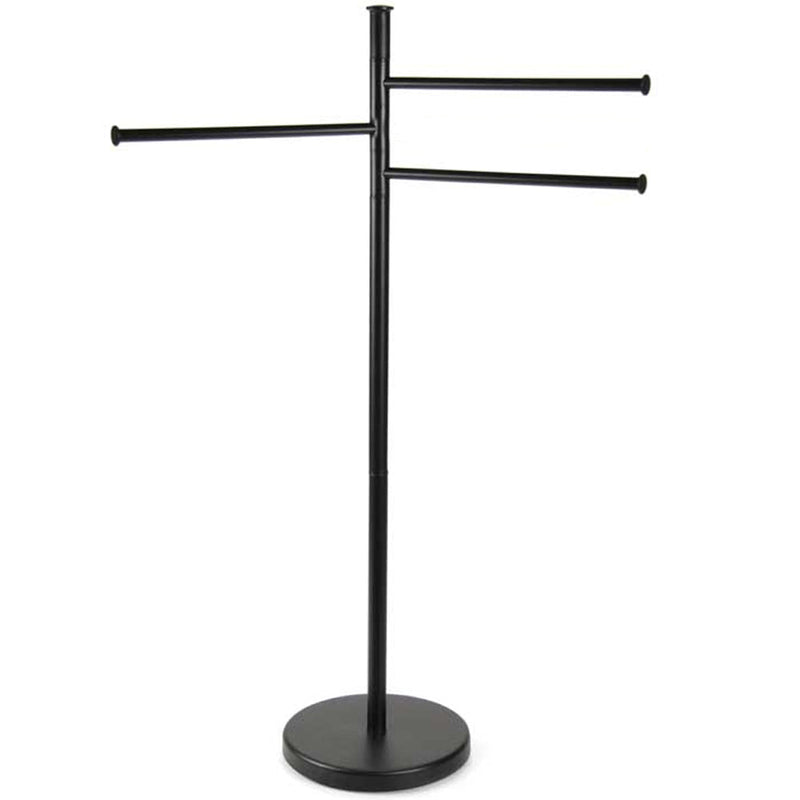 Piantana Portasciugamani Parigi da Bagno 3 Bracci in Metallo Nero 20 x 83 cm