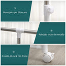 Appendiabiti Estensibile con 2 Ripiani Ruote e Altezza Regolabile in Acciaio 88-157x50x95-160 cm Bianco