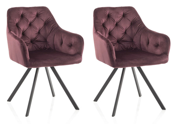 Set 2 Sedie Imbottite 58x57x84 cm in Velluto Rosso sconto