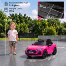 Macchina Elettrica per Bambini 12 V Audi A5L 101x55x43 cm con Telecomando Batteria al Litio e 2 Motori in PP Rosa      