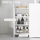 Mobiletto Bagno Salvaspazio 47x25x66,5 cm a 3 Livelli con Binari Scorrevoli in Legno Bianco  
