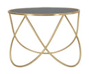Tavolinetto Ring Ø60x45 cm in Ferro MDF e Specchio Nero e Oro