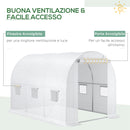 Telo per Serra 3x2x2 m con 6 Finestre Porta Avvolgibile e Bordi Interrati in PE Bianco