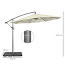 Ombrellone Decentrato Ø292x247 cm con Base a Croce Riempibile e Copertura Beige   