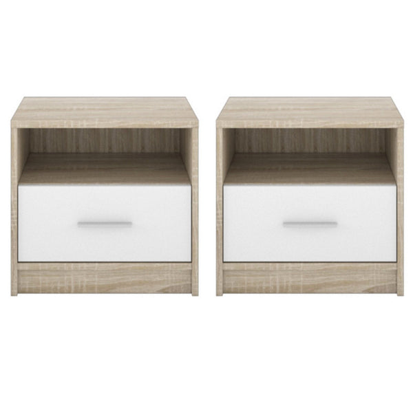 Set 2 Comodino 49,5x33,5x42 cm Nepo rovere sonoma bianco sconto
