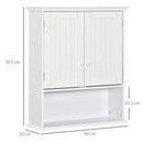 Pensile Mobile Bagno Sospeso con Armadietto a 2 Ante e Ripiano Aperto 60x20x70,5 cm in MDF Bianco 