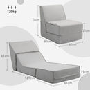 Poltrona Moderna da Pavimento Convertibile in Chaise Longue in Tessuto Grigio Chiaro      