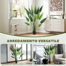 Pianta Artificiale Uccello del Paradiso 20 Foglie da 140 cm con Vaso in PE e PP Verde   