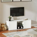 Mobile Porta TV fino a 55" Sospeso o a Terra Ante Soft Close Foro Passacavi e Ripiano in Vetro Bianco      