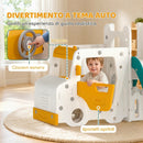 Set Scivolo Bambini 7 in 1 186x176x86 cm con Altalena Scaletta Tunnel Contenitore e Gradini Antiscivolo in HDPE Bianco      