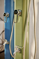 Mini Doccia Solare da Giardino 20L Miscelatore Lavapiedi e Doccetta Verde Opalino