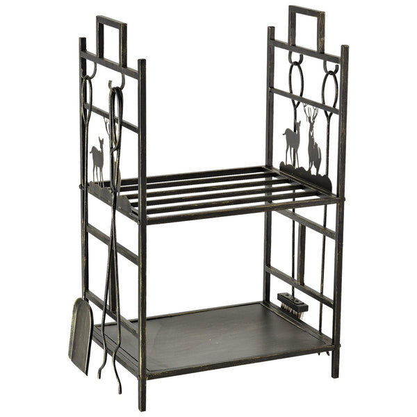 online Portalegna per Camino 51,5x33x77 cm in Ferro Battuto Nero
