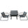 Set Salotto da Giardino 4 Posti Tavolino con Top in Vetro Nero Saint Martin