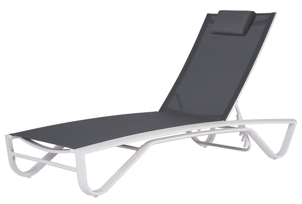 Lettino Prendisole da Giardino 190/175x69,5x32,5/98 cm in Alluminio e Textilene Grigio acquista