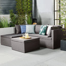 Set Salotto Divano da Giardino con Pouf Contenitore in Polyrattan Grigio Scuro