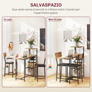Set Bancone Bar Pieghevole e 2 Sgabelli Alti con Portavini e Portacalici Marrone   