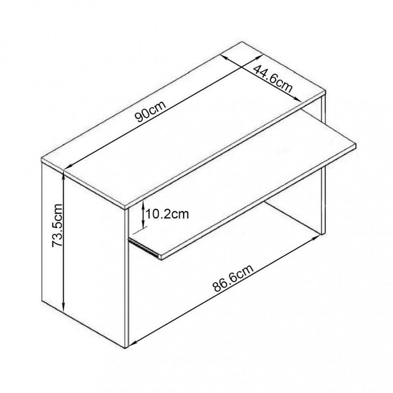 Scrivania Porta Pc Perry Bianco 90x45x74 h cm in Truciolare bilaminato Bianco