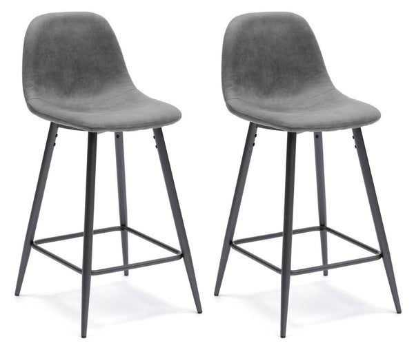 Set 2 Sgabelli 50x43xH91 cm in Similpelle Brigitte Grigio prezzo