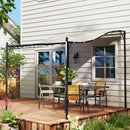 Gazebo Pergola Addossata Ricurva 248x298x200-250 cm con 16 Fori di Drenaggio Bianco Crema   