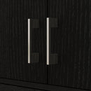 Credenza Cucina Alta 70,8x34x180 cm con 2 Armadietti Cassetto Centrale e 4 Ante Ripiani Regolabili in MDF Nero      