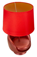 Lampada da Comodino Midcentury Rossa Ø26x43 cm in Resina e Ferro e Tessuto Rosso      
