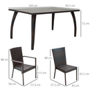 Set Tavolo e 6 Sedie da giardino in Legno e Rattan Sintetico con Cuscini Marrone 
