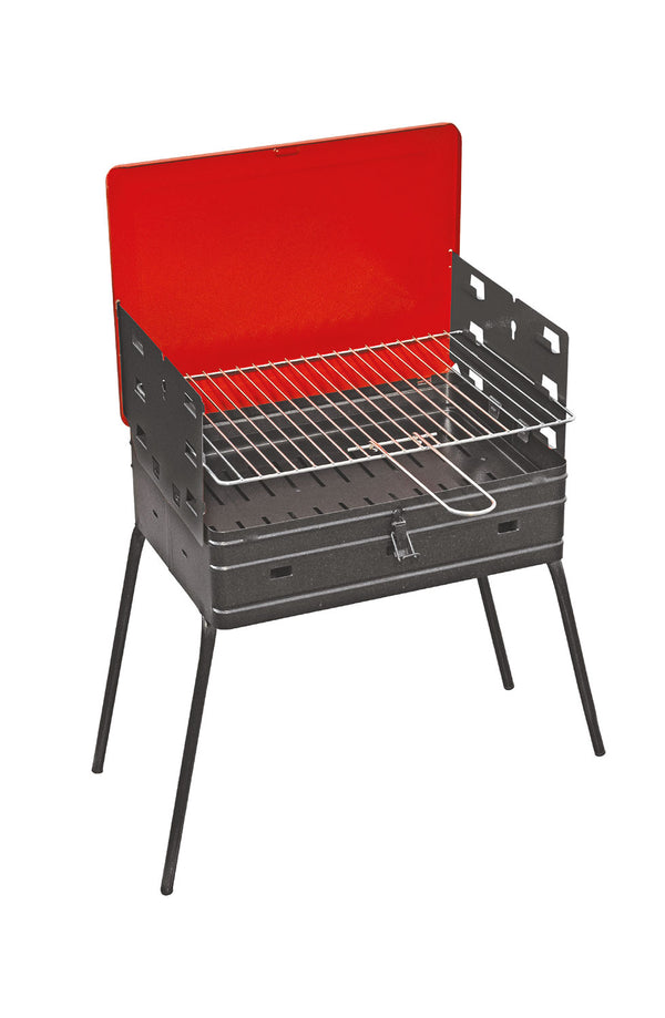 Barbecue a Carbone a Valigetta Portatile 40x30x72 cm Braciere Estraibile in Acciaio Nero e Rosso acquista
