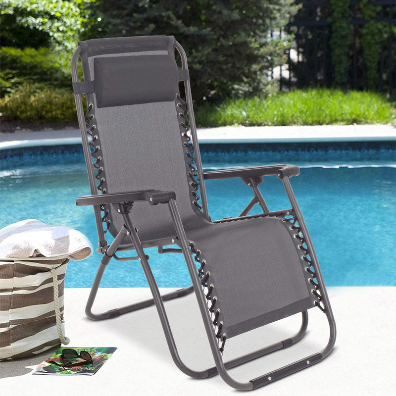 Sedia Sdraio Zero Gravity Reclinabile Pieghevole Grigia