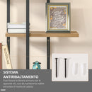 Libreria 5 Ripiani 80x39x179,5 cm in Truciolare e Metallo Nero