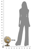 Mappamondo Arancione con Luce Ø25x38 cm Metallo e Plastica Oro Ruggine e Argento