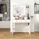 Consolle Trucco con Luci LED 3 Tonalità Specchio e Prese USB 90x45x160 cm Bianco  