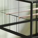 Gabbia per Uccelli 48x46x83 cm Vassoio e Griglia Rimovibili con Ripiano Portaoggetti in Acciaio e PP Nero  