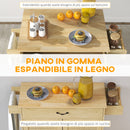 Carrello da Cucina con Piano Pieghevole 120x68x89 cm in Legno e Rattan Stile Boho