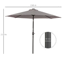 Ombrellone da Giardino Inclinabile Ø265 cm con 32 Luci LED Solari e Manovella Grigio      