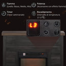 Camino Elettrico da Pavimento 1800W Effetto Fiamma e Telecomando 96,5x22x81,7 cm Grigio Scuro