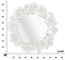 Specchio Bianco Flower 82x2,6x85,5 cm in Ferro Specchio e MDF Bianco e Oro