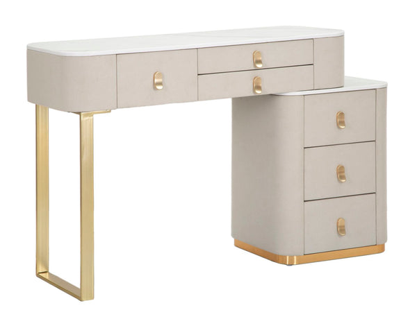 Consolle Trucco da Camera Beauty 120x75x40 cm in Legno MDF e Metallo Crema/Oro prezzo