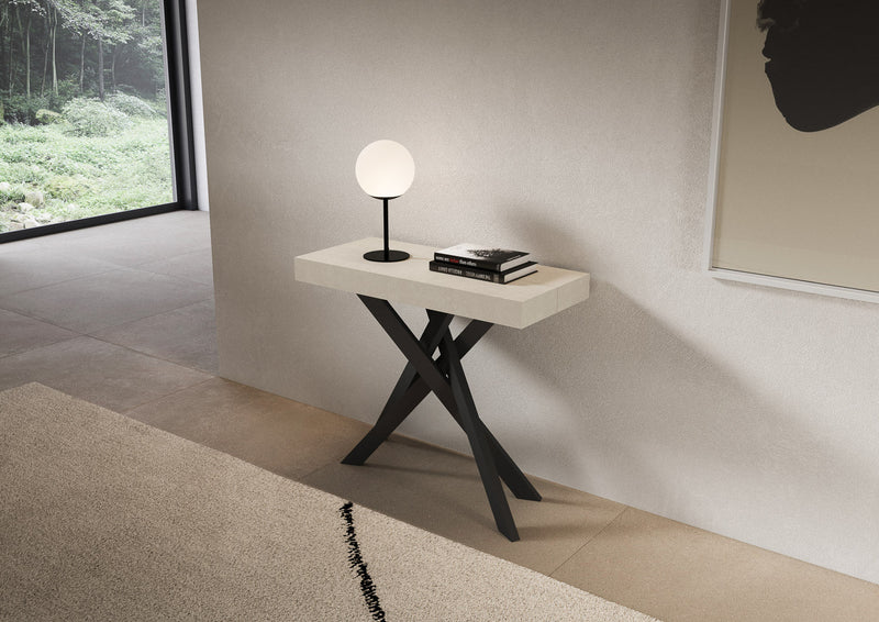 Consolle Allungabile 90-300x40x77 cm Saki Cashmere Gambe Antracite 