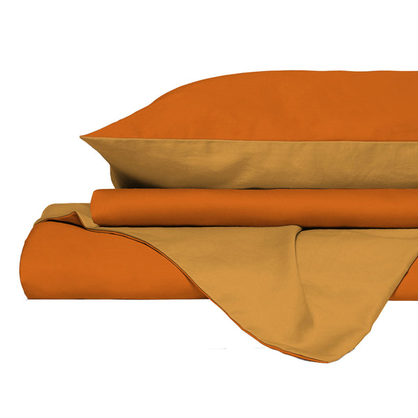 prezzo Copripiumino con Sacco e Federe in Tinta Unita Double Face Linea Vera Arancio e Giallo
